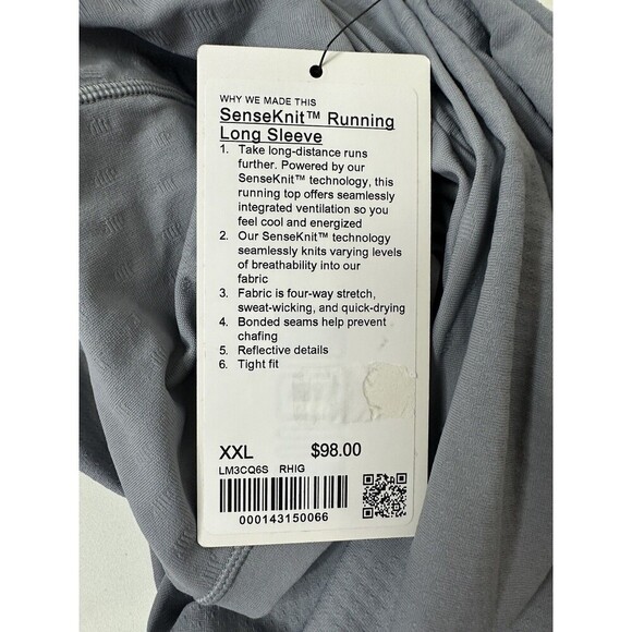 Lululemon SenseKnit Running Long Sleeve Men's XXL Rhino Gray $98 - Picture 4 of 4